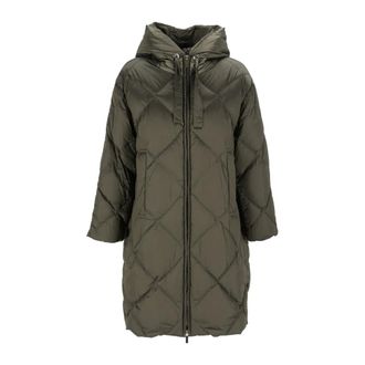 Max Mara Trefe lange gewatteerde jas - Dames - Mantels - Groen - Maat: S Zijde