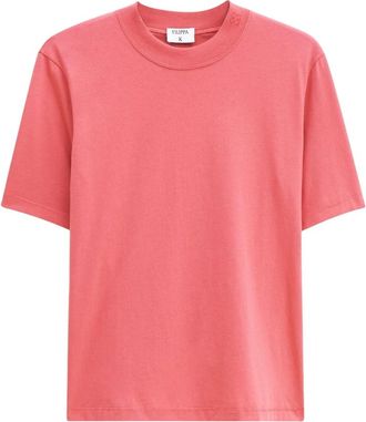 Filippa K Mock Neck T-shirt met moderne details - Dames - T-shirts - Rood - XL - Katoen - Tops