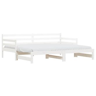 Berkfield Home Daybed with Trundle White 90x200 cm Solid Wood Pine