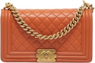 Chanel Pre-owned Vintage Cross Body Bag - Dames - Pre-owned - Oranje - Maat: ONE Size Leer