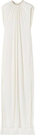 Lanvin Geborduurde jurk in Charmeuse - Dames - Avondkleed - Wit - M - Polyester - Kleedjes