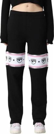 Chiara Ferragni Logomania Tape Pants - Dames - Slim Fit Broeken - Zwart - XS - Katoen - Broeken
