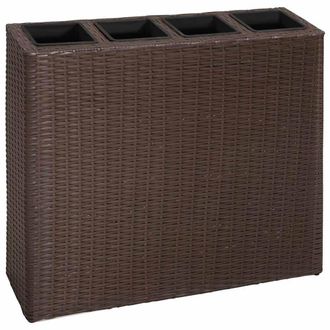 Berkfield Home Garden Raised Bed with 4 Pots 2 pcs Poly Rattan Brown(2x41085) in Brown
