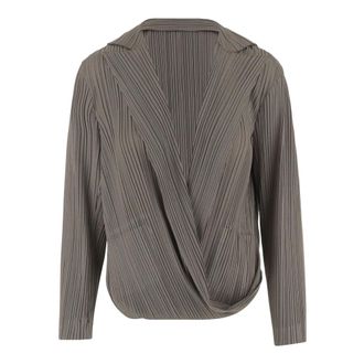 Giorgio Armani Blouses, female, Brown, Size: XS Pleated Jersey Twin-Set