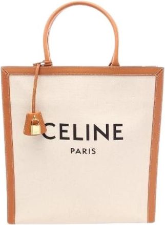 Celine Pre-owned Vertical Cabas Large Tote Bag - Dames - Vintage Shopper - Beige - ONE Size - Leer - Vintage
