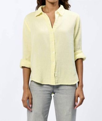 Dear John Denim Gaia Gauze Button Down Shirt In Pale Yellow