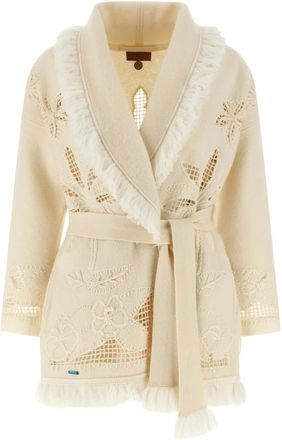 Alanui Islands Diary Cardigan - Dames - Vesten - Wit - XS - Wol - Truien & Vesten