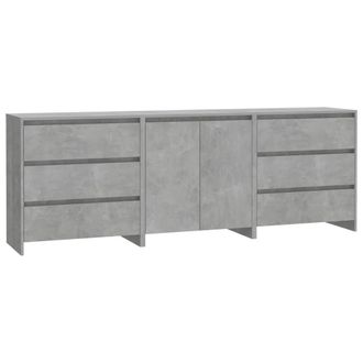Berkfield Home 3 Piece Sideboard Concrete Grey Engineered Wood