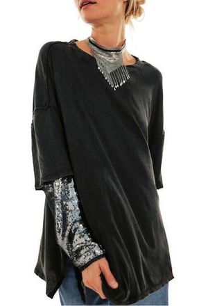 Free People Nellie Sequin Twofer Top in Black at Nordstrom Rack, Size Large
