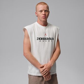 Nike Jordan Mens Jordan Brooklyn Sleeveless Muscle Top in White | IF3131-133