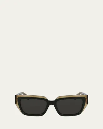 Ferragamo Logo Acetate Butterfly Sunglasses