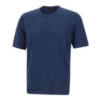 Gran Sasso T-Shirts, male, Blue, Size: 3XL Linen and Cotton T-Shirt