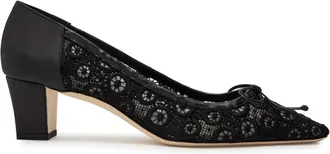 Manolo Blahnik Martebal 50 Lace and Satin Pumps - Black
