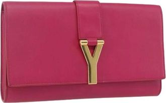 Saint Laurent Pre-owned Leren Clutch - Dames - Vintage Clutch - Roze - ONE Size - Leer - Vintage