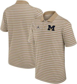 Jordan Brand Mens Jordan Brand Tan/White Michigan Wolverines Primetime Victory Striped Polo at Nordstrom, Size Medium