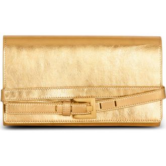Balmain Shuffle Wallet in Lamb Leather in Gold at Nordstrom