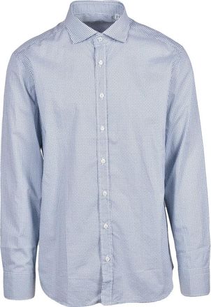Mariano Napoli White/Blue Checkered Stretch Cotton Shirt