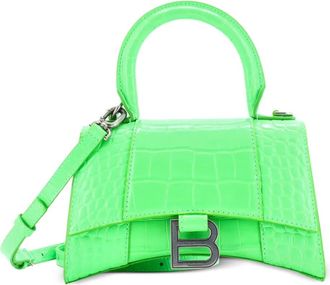Balenciaga Hourglass Top Handle Bag Crocodile Embossed Leather XS satchel - Groen