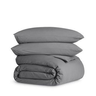 Bare Home Organic Cotton Jersey Duvet Cover & Pillowcase Set in Grey at Nordstrom, Size Queen