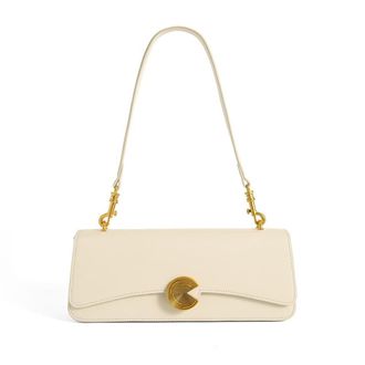 Generic Genuine Leather Shoulder Bag for Women Small Cowhide Crossbody Bag Fashion Flap Purse Ladies Elegant Handbags (White)