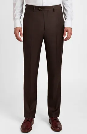 Santorelli Roma2 Super 130s Bi-Stretch Wool Trousers in Brown at Nordstrom, Size 40