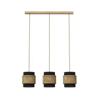 Vicco L&aacute;mpara Colgante De 3 Piezas Morten, Rat&aacute;n/negro, 70 X 120 Cm Vicco