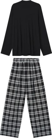 B+ab Geruite set met capuchon - Zwart