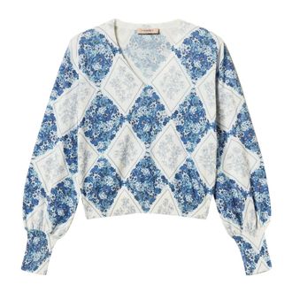 Twinset St Floreali Maglia - female - Twinset - V-neck Knitwear - Multicolor - M - Knitwear