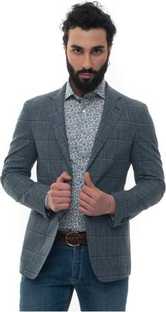 LUIGI BORRELLI NAPOLI Nisida jas zonder voering- gedecostrueerd - Heren - Blazers - Blauw - 3XL - Katoen - Jassen