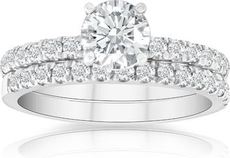Pompeii3 1 3/4 Ct Diamond Engagement Wedding Set 14k White Gold