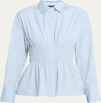 Rag & Bone Blythe Smocked Poplin Shirt