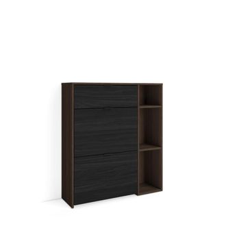 Skraut Home Zapatero efecto madera Roble oscuro y Negro 90x27x102cm
