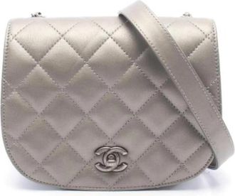 Chanel Pre-owned Vintage Schoudertas - Dames - Vintage Schoudertas - Grijs - ONE Size - Leer - Vintage