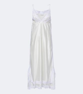 Magda Butrym Abito sottoveste in satin di seta con pizzo