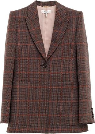 Chloé Jassen, Dames, Bruin, M, Wol, Check Wool Blazer