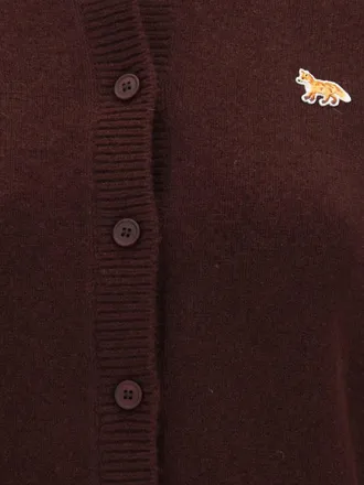 Maison Kitsun&eacute; Wool Baby Fox Patch Cardigan - Brown