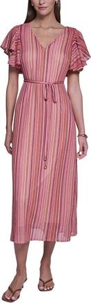 Halston Heritage Crochet Knit Striped Maxi Dress