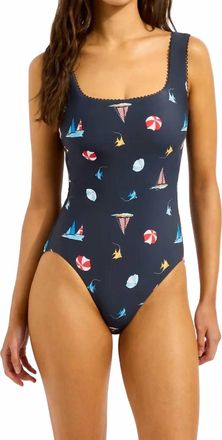 Seafolly Beach Club Dd One Piece Swimsuit In Blue