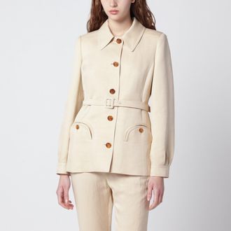 Blaz&eacute; Milano Paint jacket with belt in Champagne