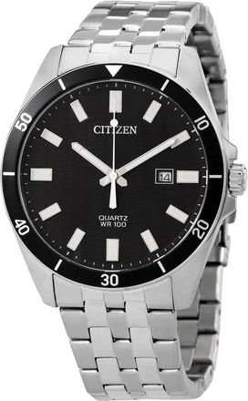 Citizen Quartz Black Dial Stainless Steel Mens Watch BI5050-54E