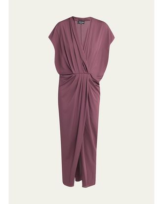 Giorgio Armani Surplice-Neck Cap-Sleeve Column Dress