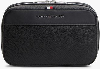 Tommy Hilfiger Mens Hilfiger Logo Pebbled Dopp Kit - Black