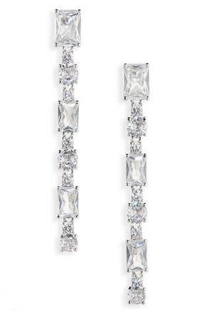 Nadri Cubic Zirconia Linear Earrings in Rhodium at Nordstrom Rack