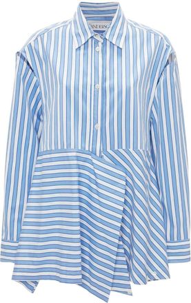 J.W.Anderson striped draped cotton shirt - women - Cotton - 10 - Blue