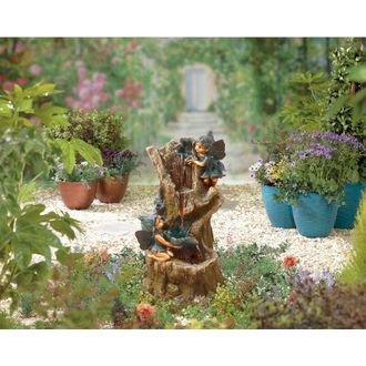 La Hacienda Easy Fountain Spellbound Fairy led Distinctive Garden Water Feature Stone Effect