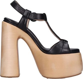 Casadei Sandalen Zwart - Dames - Sandalen met hakken - Zwart - 37 EU - Leer - Schoenen