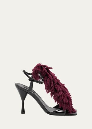 Givenchy 95mm Pompom Patent Leather Sandals