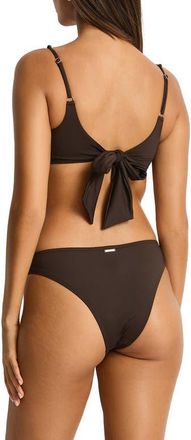 Sea Level Australia Scoop Neck Tie Back Bikini Top in Espresso at Nordstrom, Size 10