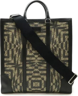 Gucci Pre-owned Canvas shoulder-bags - Dames - Vintage Shopper - Beige - ONE Size - Leer - Vintage