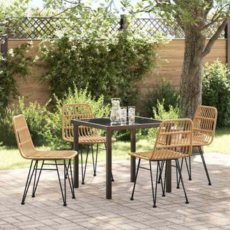 vidaXL Conjunto De Comedor De Jard&iacute;n 5 Pcs Marr&oacute;n Polirat&aacute;n Vidaxl